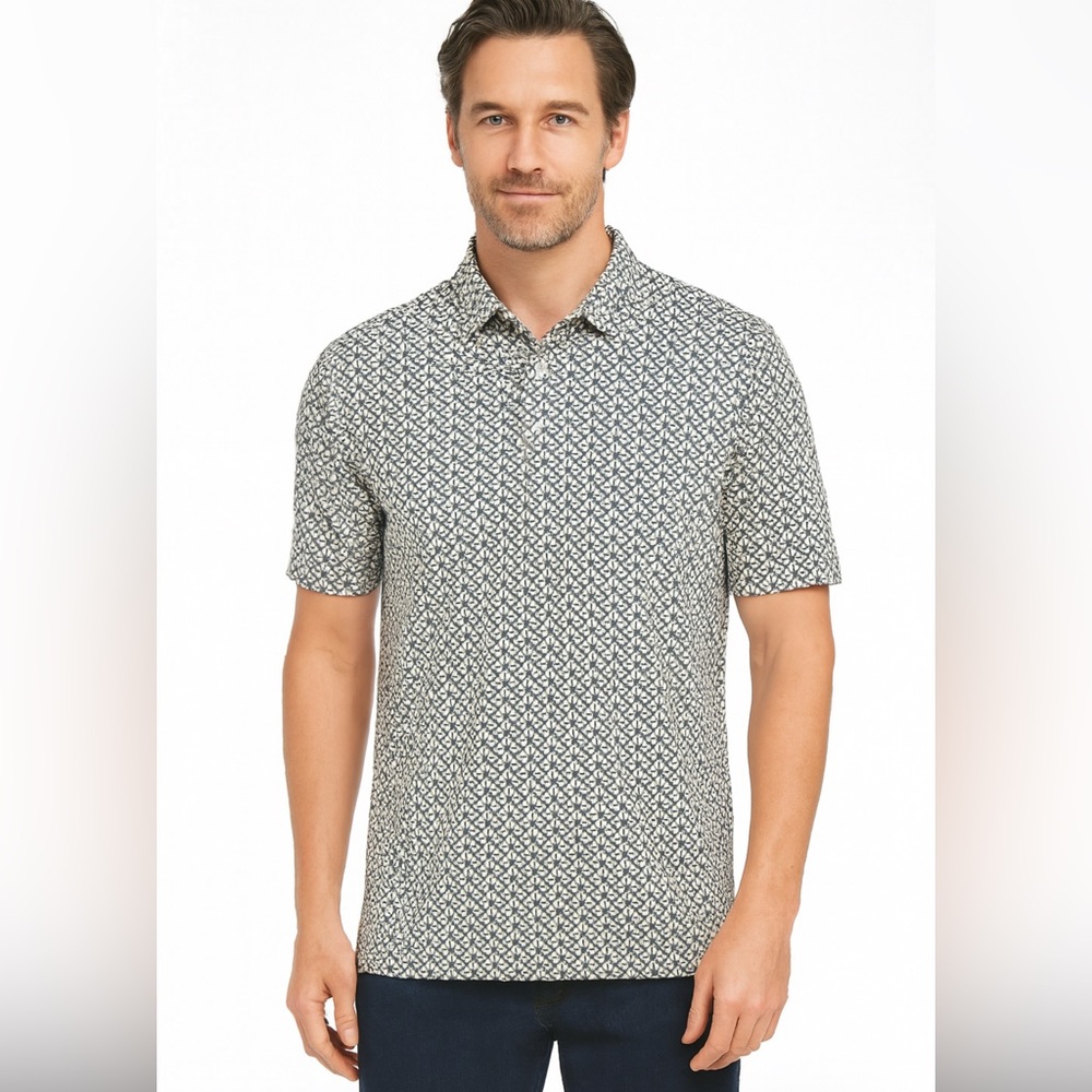 Straight Down Performance | Black/Tan Print Short Sleeve Shirt XXL
